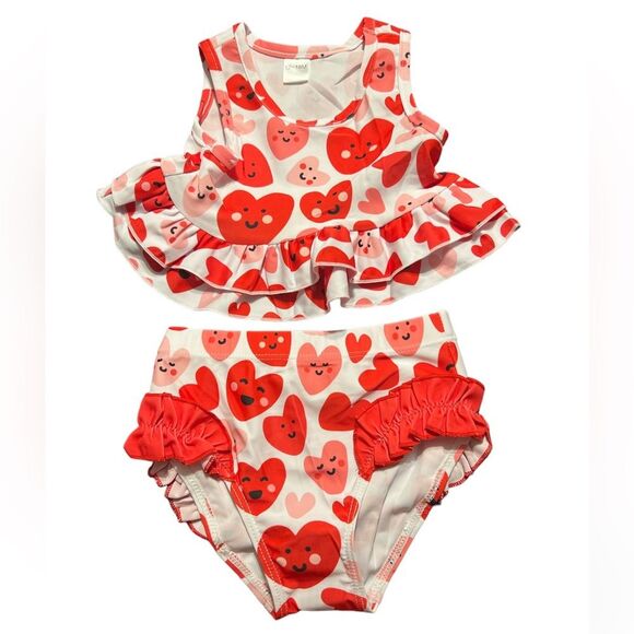 NWOT Toddler Hearts Tankini Swimsuit 12-18 Months - Picture 1 of 4